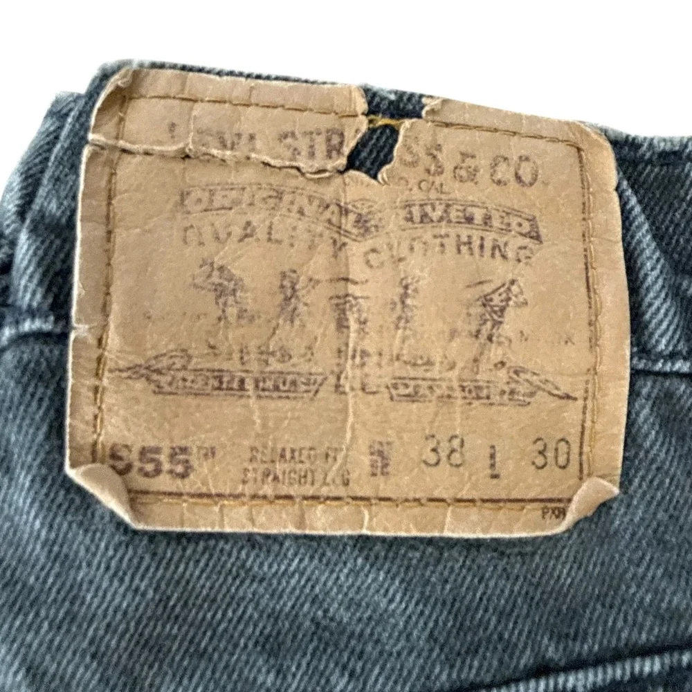 Vintage Levis 555 Orange Tab Black Relaxed Fit Straight Jeans Mens 34x30 USA 90s